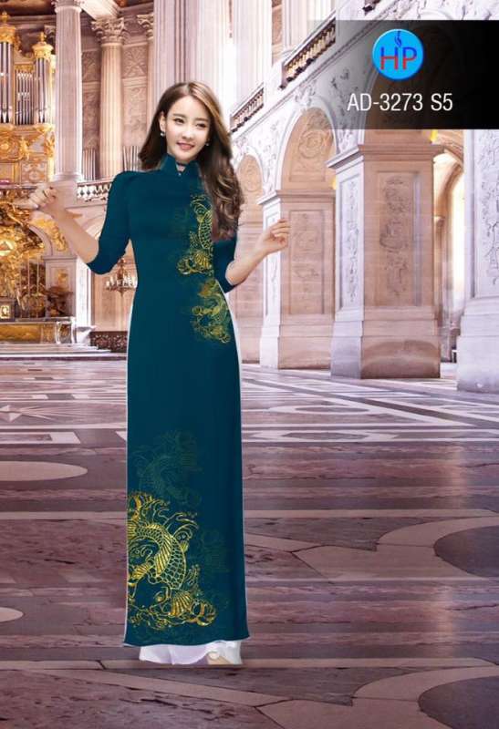 Vải áo dài họa tiết cá Chép