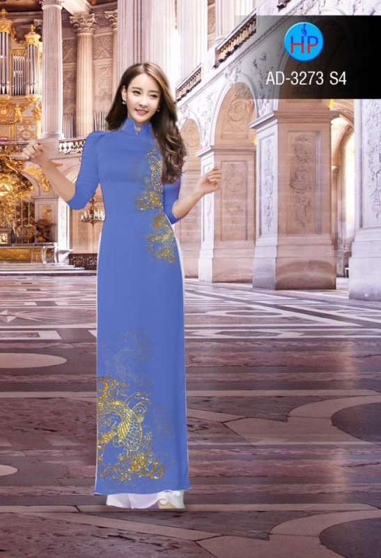 Vải áo dài họa tiết cá Chép