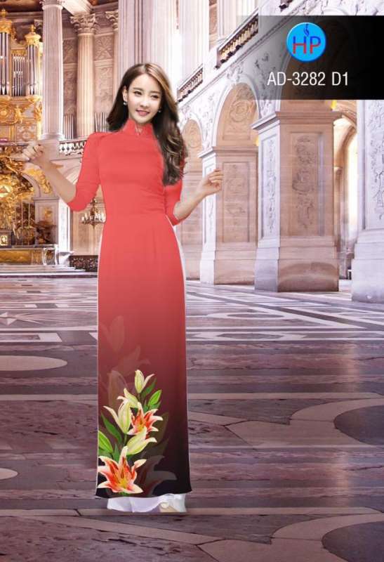 Vải áo dài hoa tà dưới