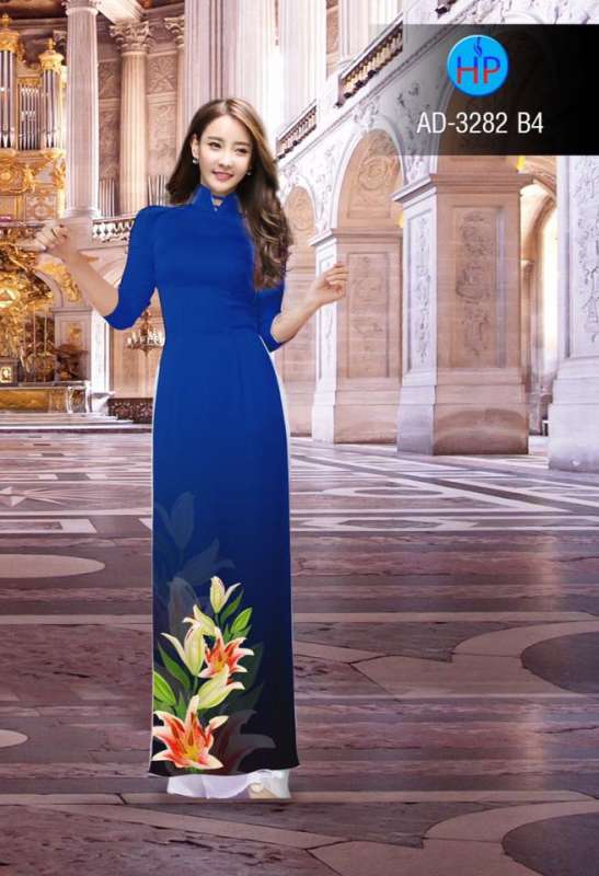 Vải áo dài hoa tà dưới