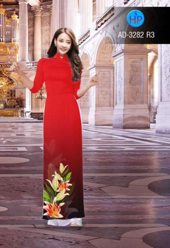 Vải áo dài hoa tà dưới
