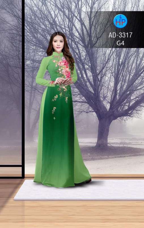 Vải áo dài hoa trên