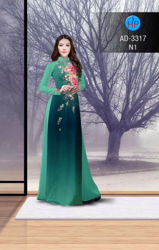 Vải áo dài hoa trên
