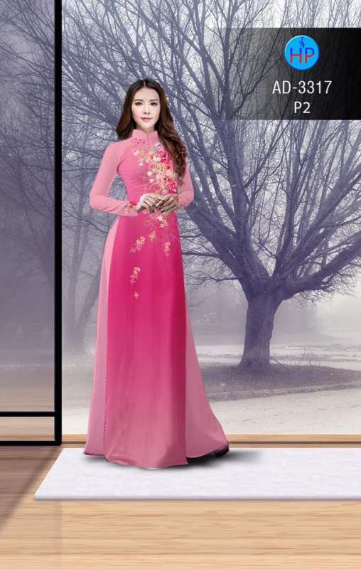 Vải áo dài hoa trên