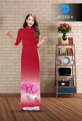 Áo dài hoa Hồng ngọt ngào-DT 2588