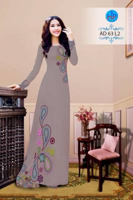 Vải áo dài bộ hoa trên dưới-DT 2592