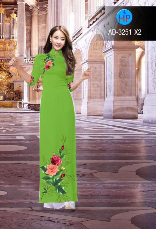 Vải áo dài hoa Hồng Vải áo dài hoa Hồng