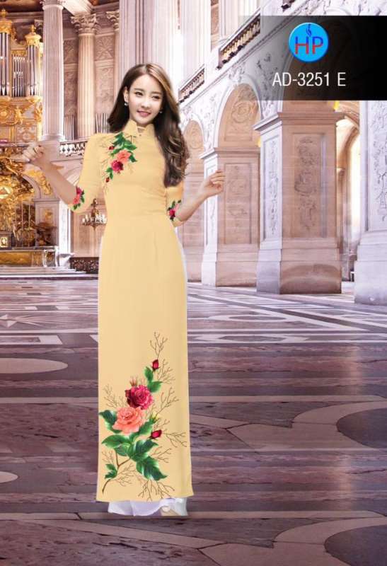Vải áo dài hoa Hồng Vải áo dài hoa Hồng