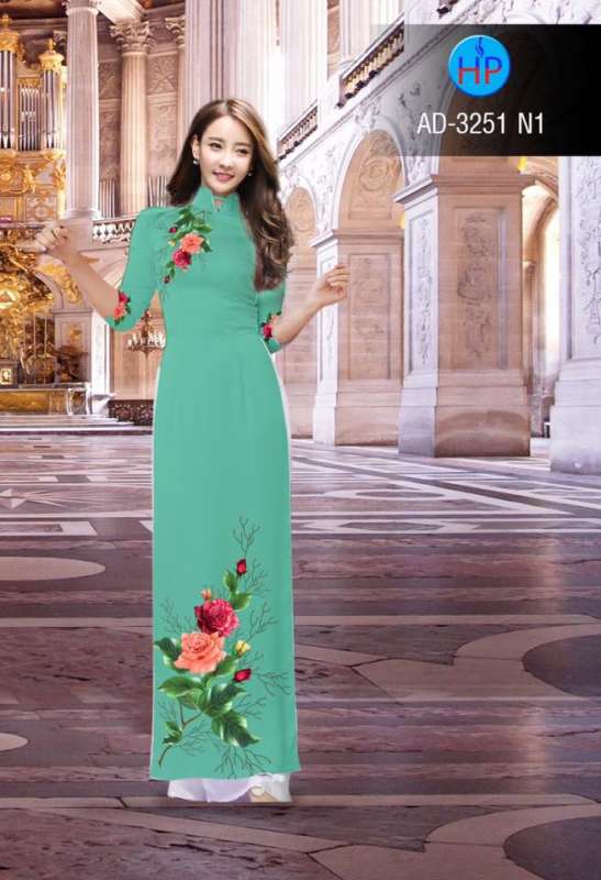 Vải áo dài hoa Hồng Vải áo dài hoa Hồng