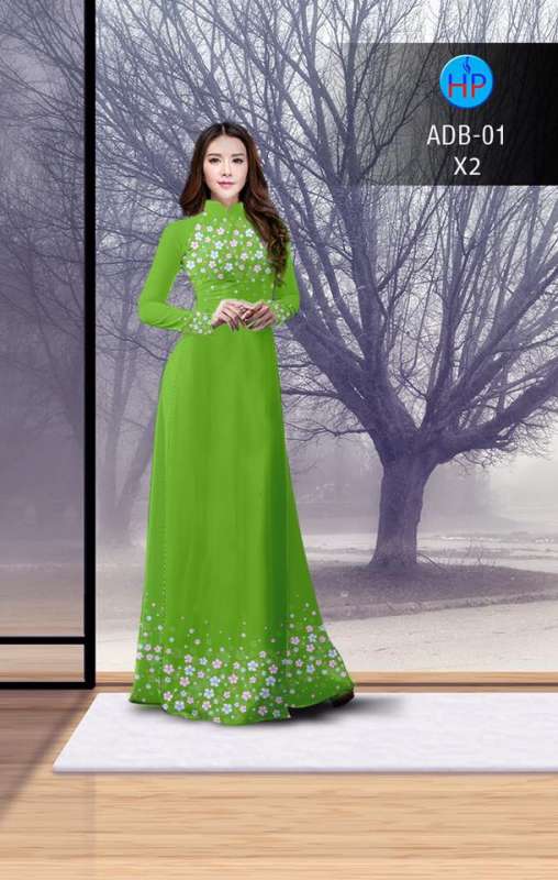 Vải áo dài hoa nhỏ trên dưới