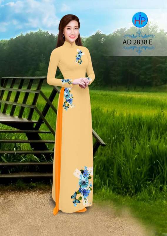 Vải áo dài hoa trên dưới