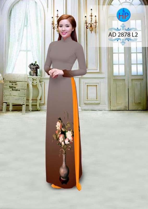 Vải áo dài họa tiết bình hoa