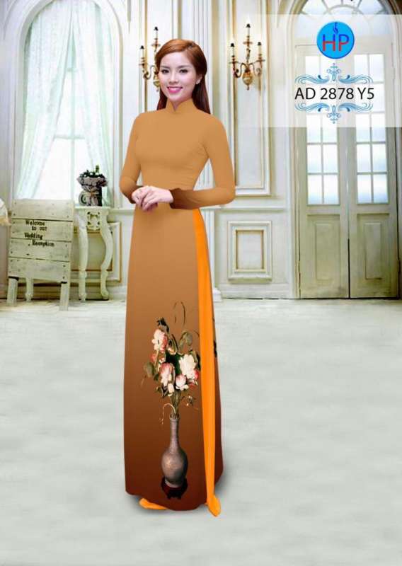 Vải áo dài họa tiết bình hoa