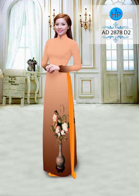 Vải áo dài họa tiết bình hoa