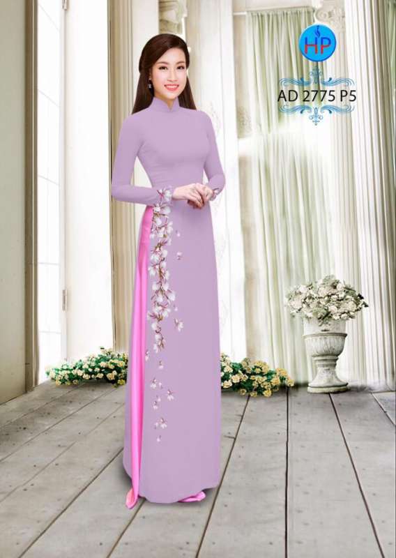 Vải áo dài hoa eo chạy dọc