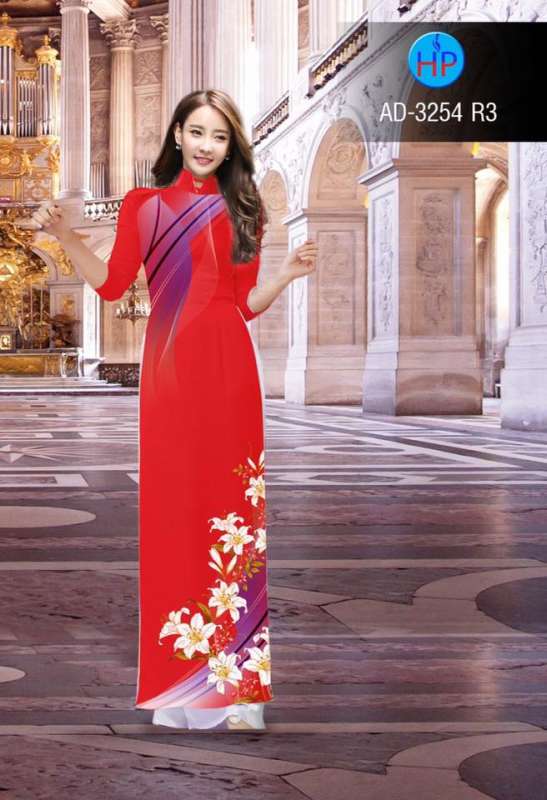 Vải áo dài hoa tà dưới