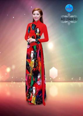 Vải áo dài tranh trừu tượng-DT 2660