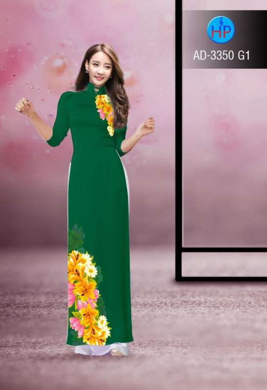 Vải áo dài hoa trên dưới