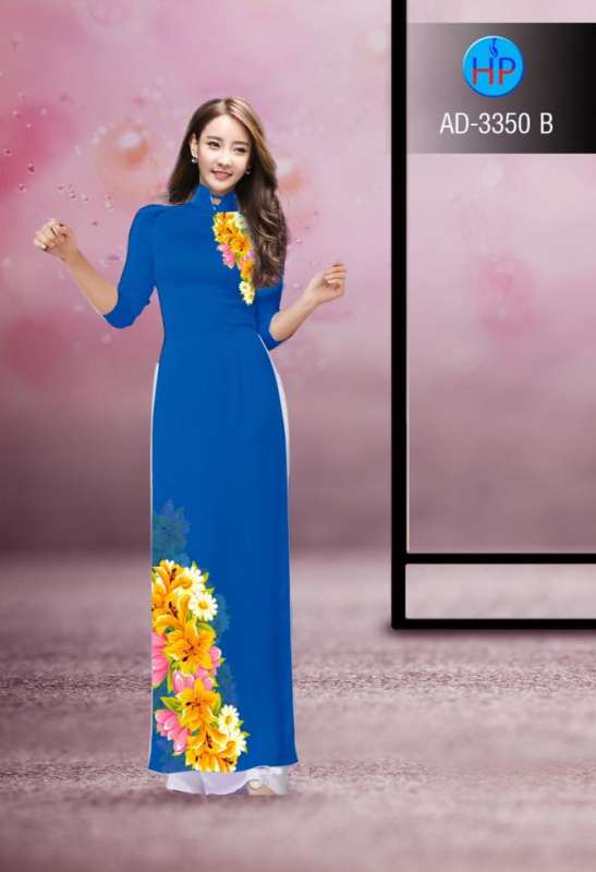 Vải áo dài hoa trên dưới