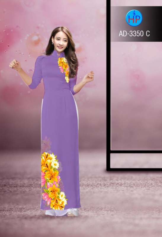 Vải áo dài hoa trên dưới