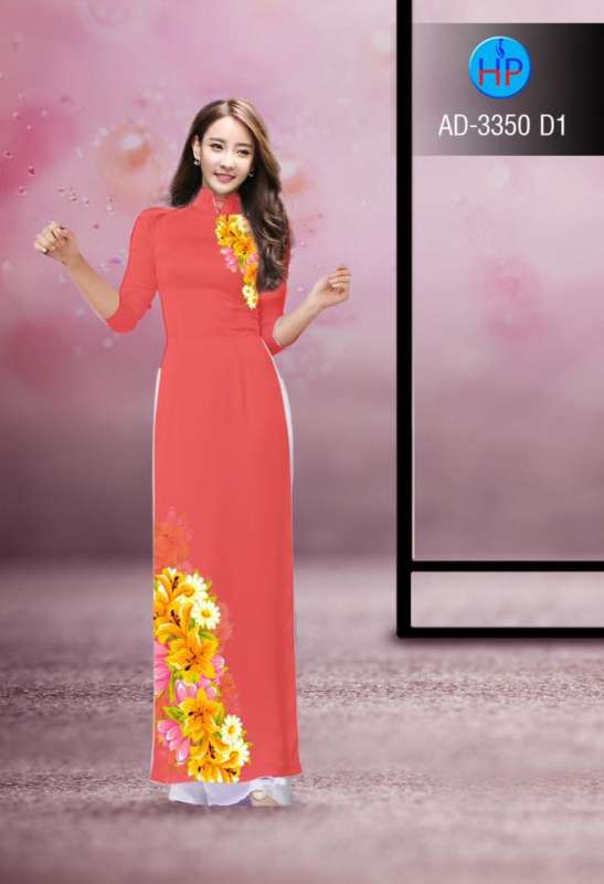 Vải áo dài hoa trên dưới