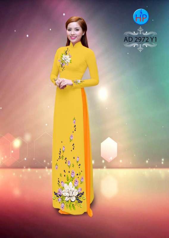 Vải áo dài hoa trên dưới