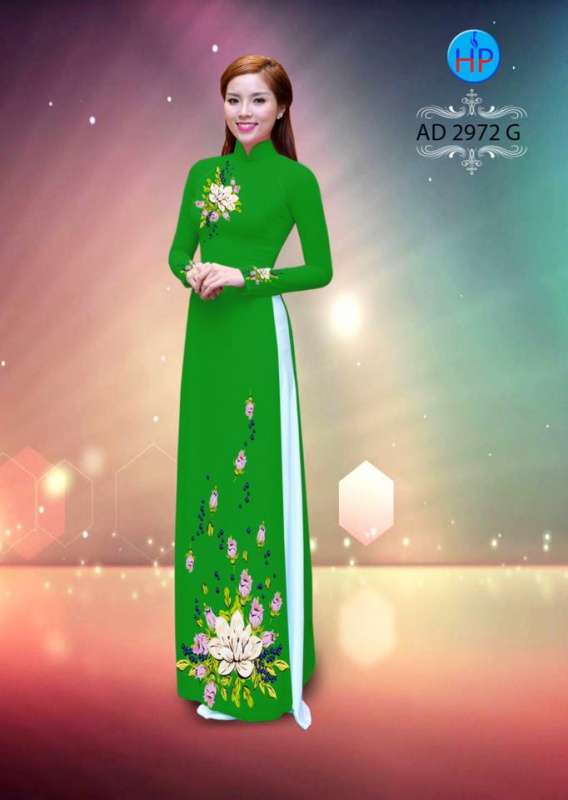 Vải áo dài hoa trên dưới