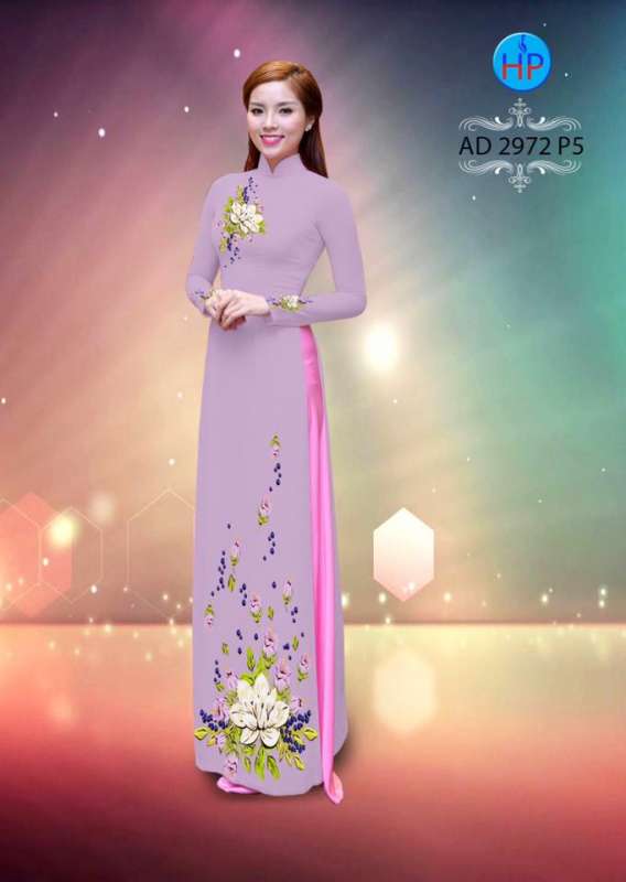 Vải áo dài hoa trên dưới
