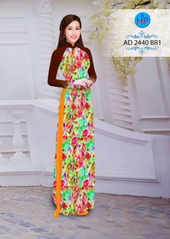Vải áo dài hoa toàn thân