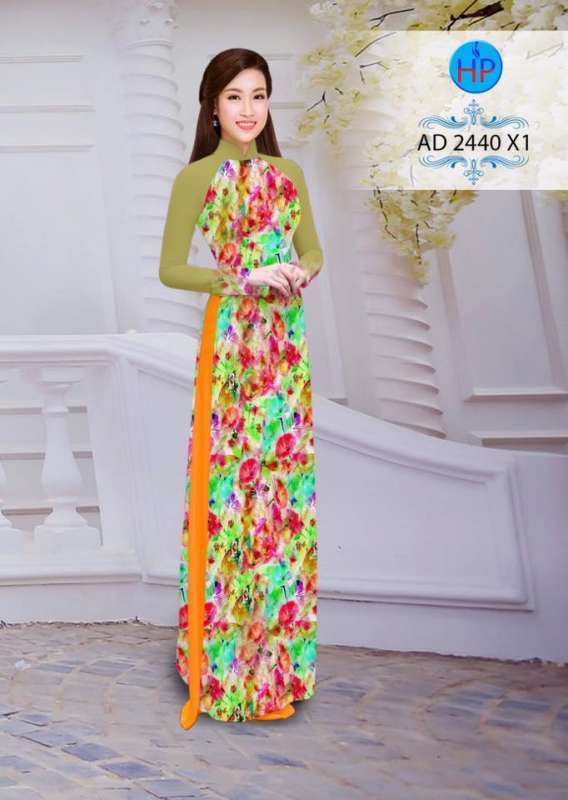 Vải áo dài hoa toàn thân