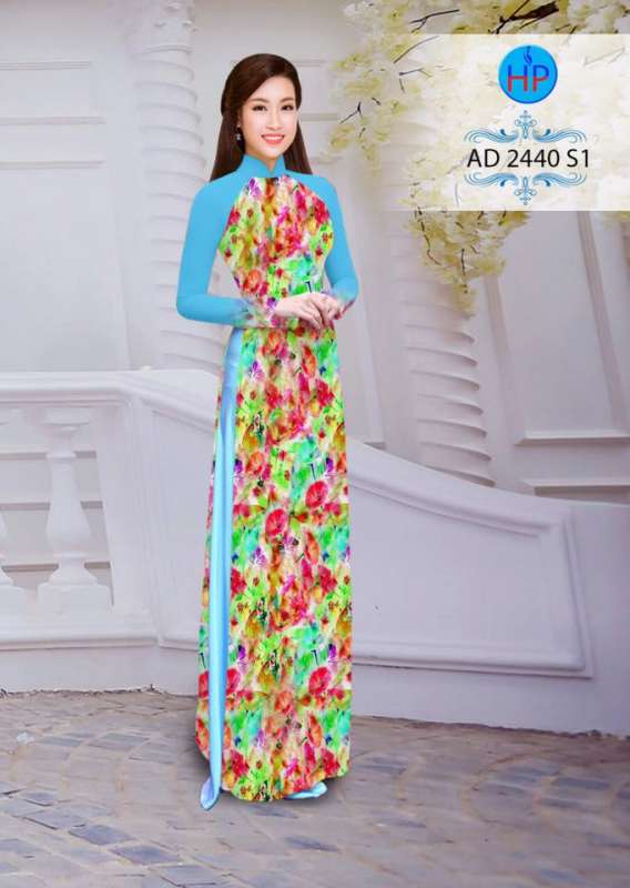 Vải áo dài hoa toàn thân