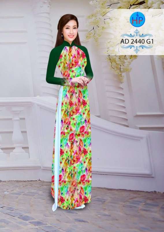 Vải áo dài hoa toàn thân