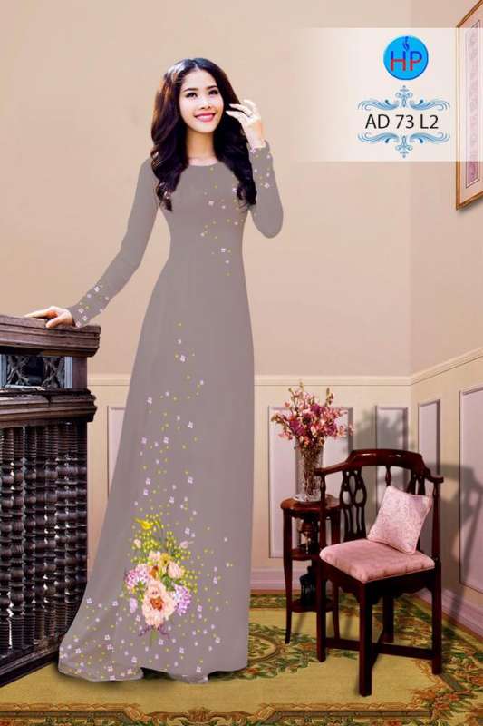 Vải áo dài hoa trên dưới