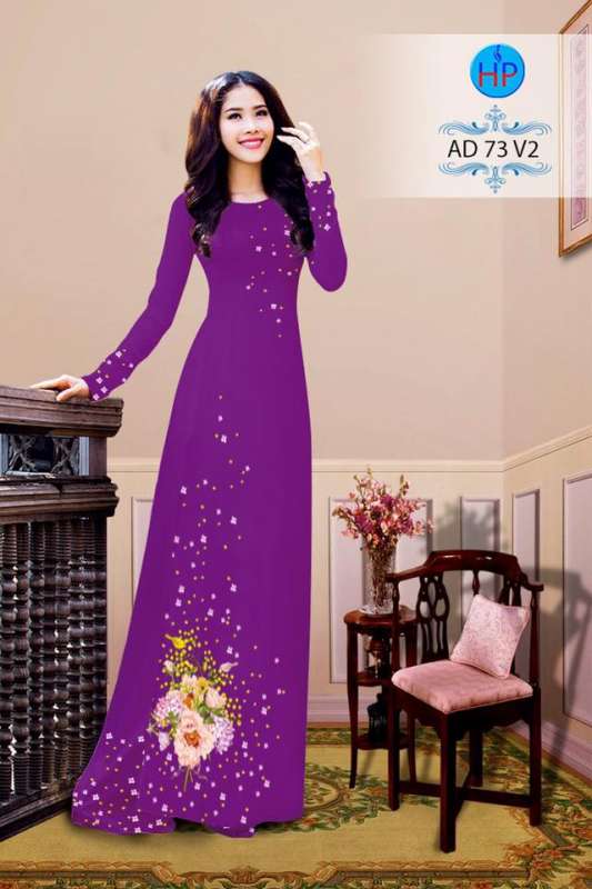 Vải áo dài hoa trên dưới