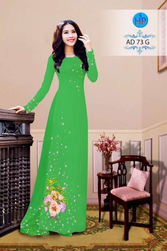 Vải áo dài hoa trên dưới