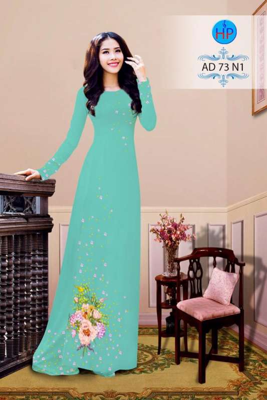 Vải áo dài hoa trên dưới