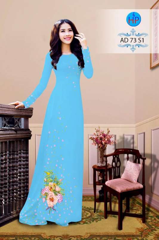 Vải áo dài hoa trên dưới