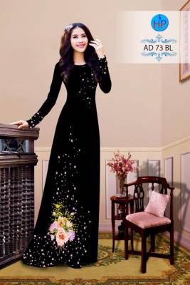 Vải áo dài hoa trên dưới-DT 2707