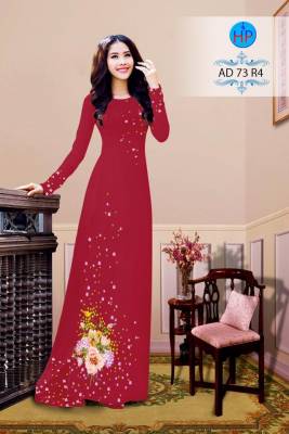Vải áo dài hoa trên dưới-DT 2707