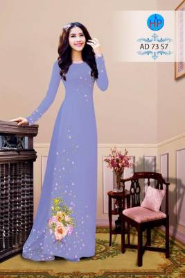 Vải áo dài hoa trên dưới-DT 2707