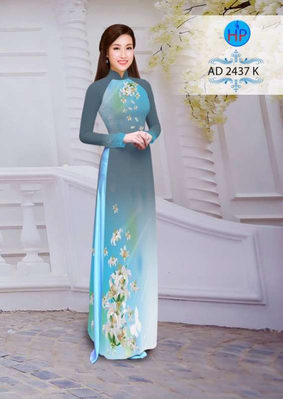 Vải áo dài hoa trên dưới