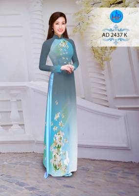 Vải áo dài hoa trên dưới-DT 2708