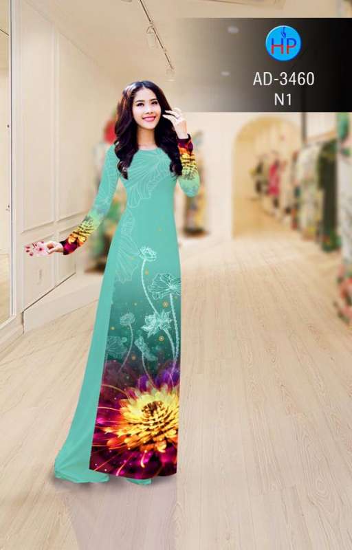 Vải áo dài hoa 3D