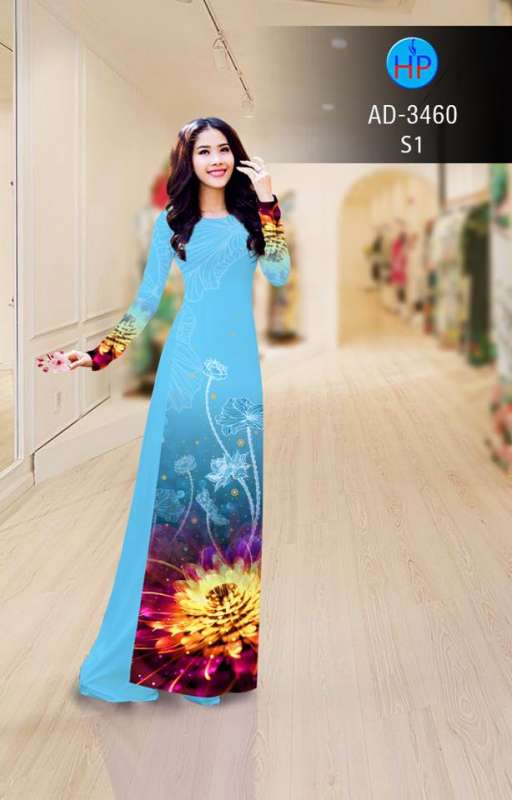 Vải áo dài hoa 3D