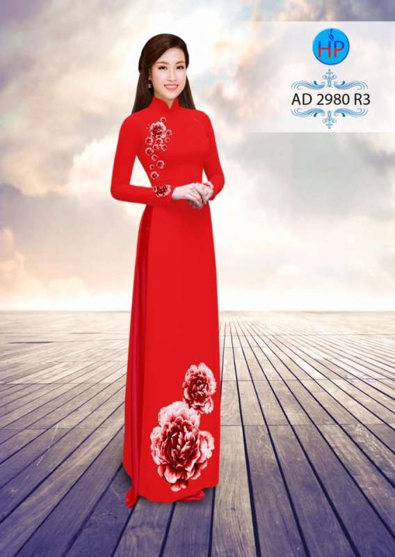 Vải áo dài hoa Hồng