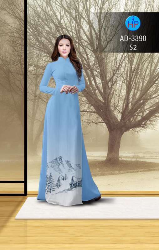 Vải áo dài cảnh núi tuyết