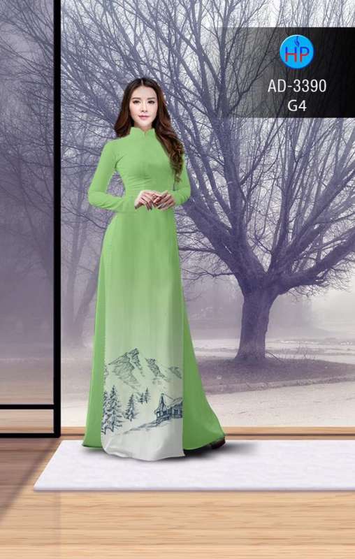 Vải áo dài cảnh núi tuyết