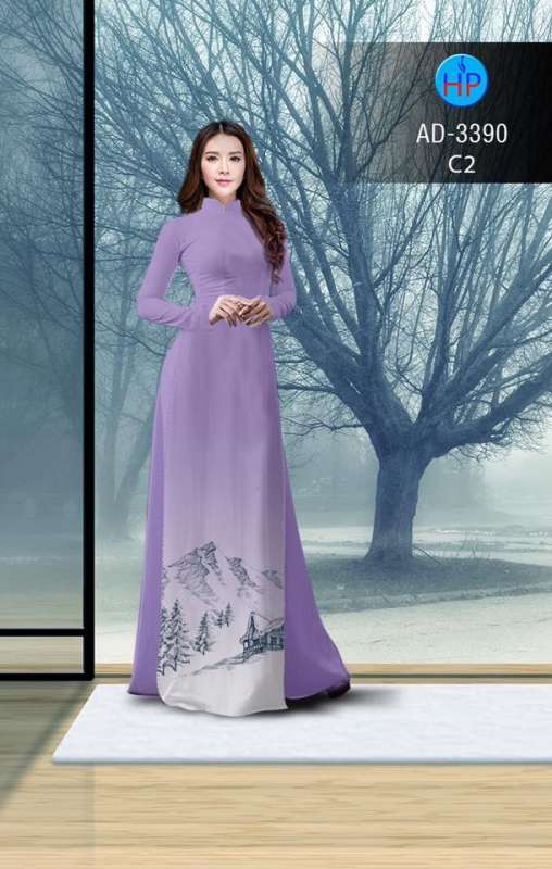 Vải áo dài cảnh núi tuyết