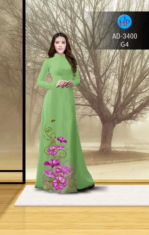 Vải áo dài hoa tà dưới