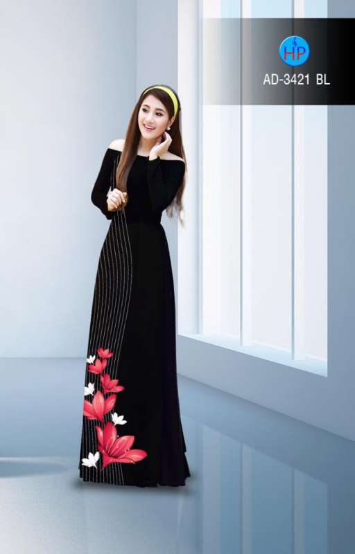 Vải áo dài hoa trên dưới
